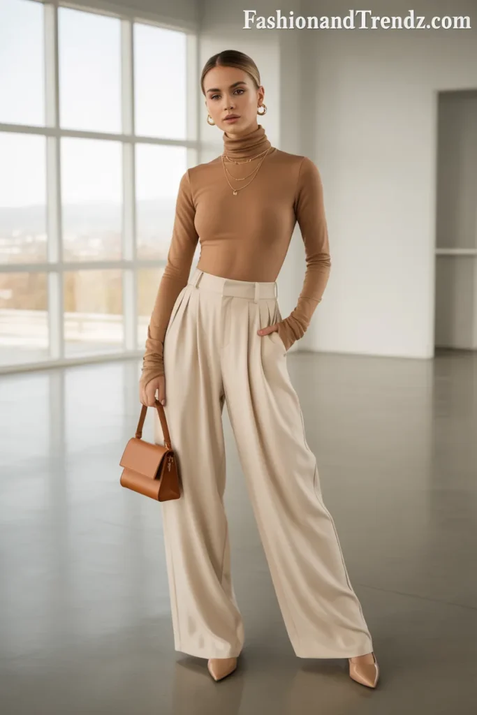 Turtleneck Bodysuit with Palazzo Pants