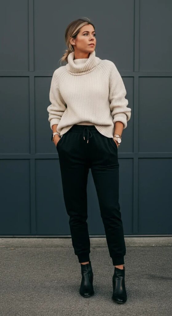 Oversized Turtleneck and Slim Sweatpants