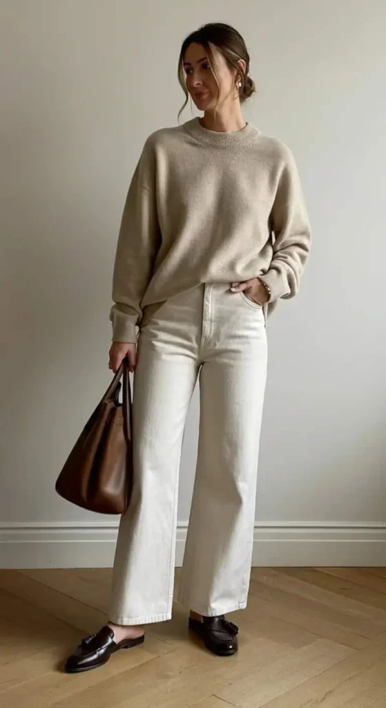 Oversized Cashmere Sweater with Wide-Leg Pants