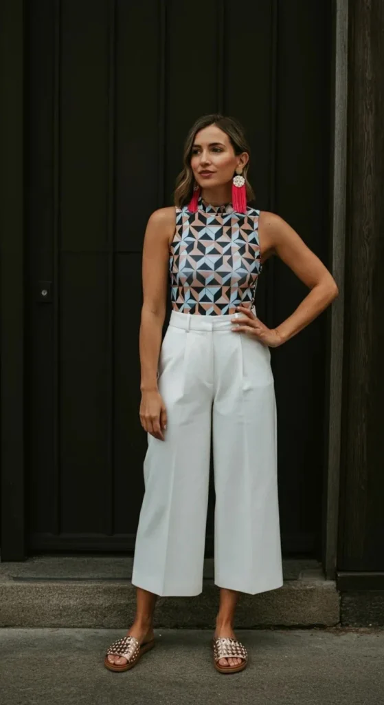 High-Neck Tankini with Culottes