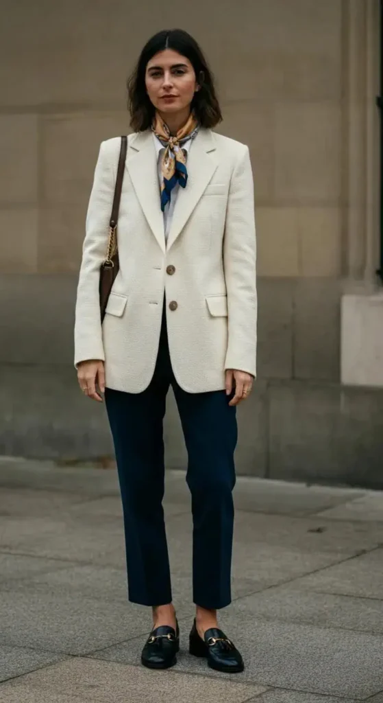 Textured Blazer with Slim Pants