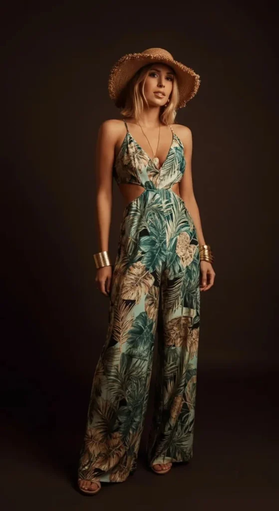 Tropical Print Jumpsuit