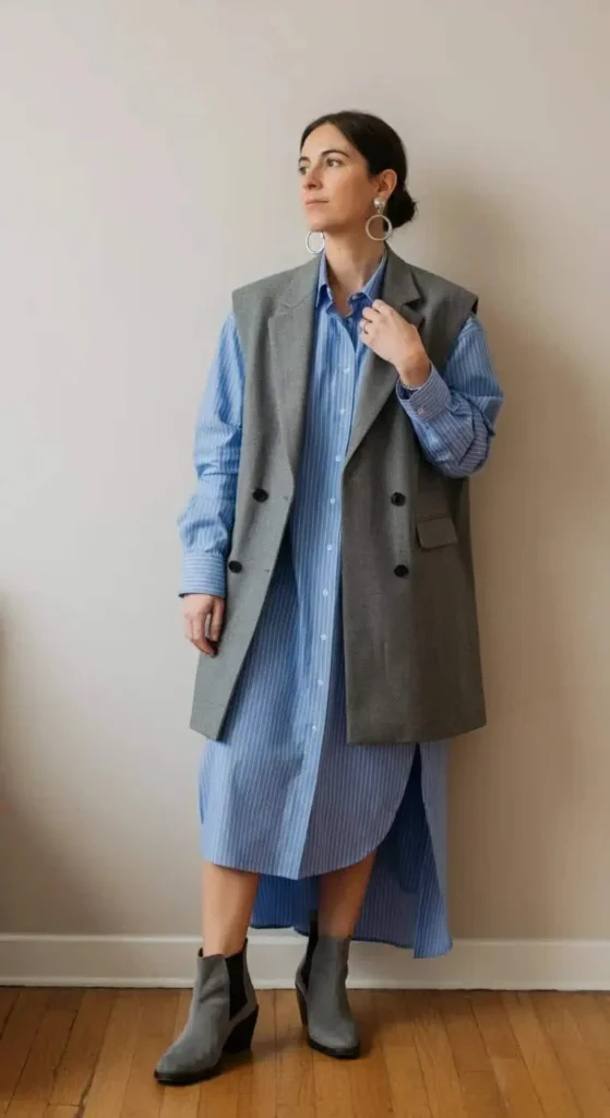 Shirt Dress with Vest