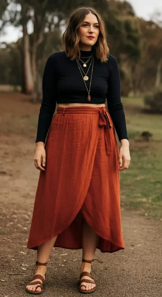 Wrap Maxi Skirt with Crop Top