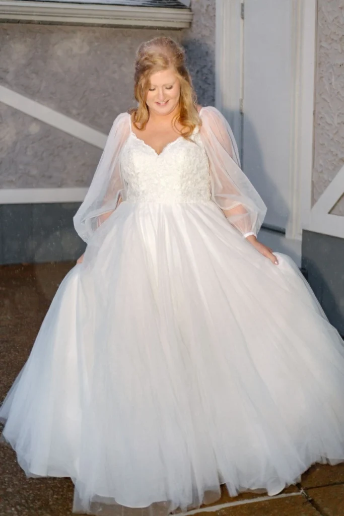 Ethereal White Tulle Gown with Cape