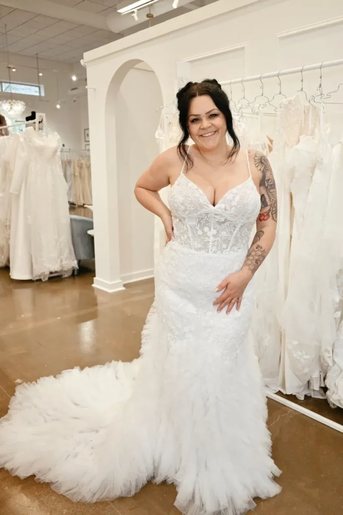 Intricate Beaded Mermaid Gown with Dramatic Train