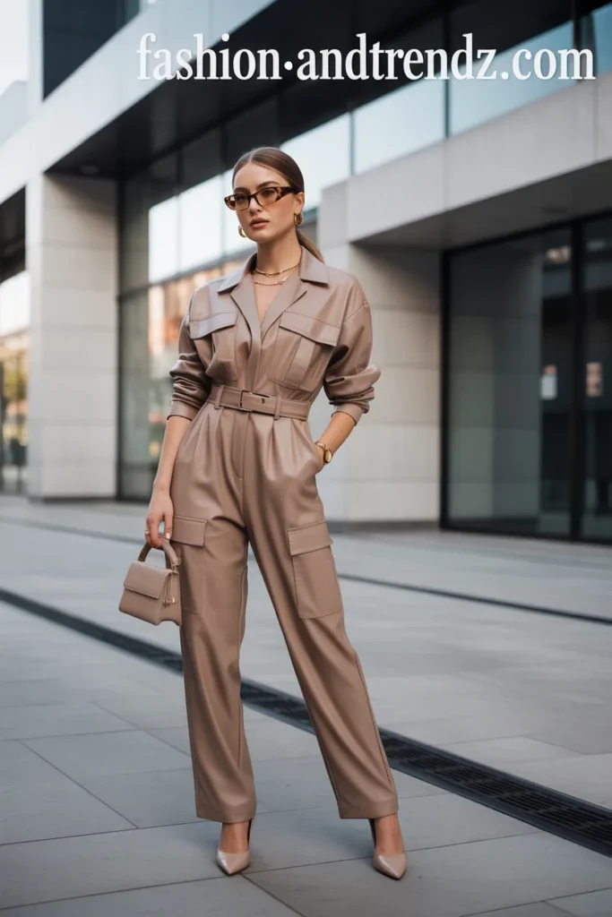 Utility Jumpsuit with Feminine Accessories