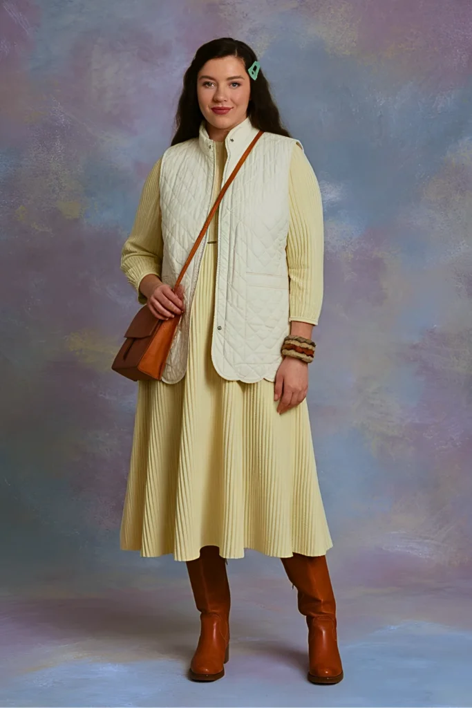 Easter Quilted Vest & Midi Dress Church Outfit
