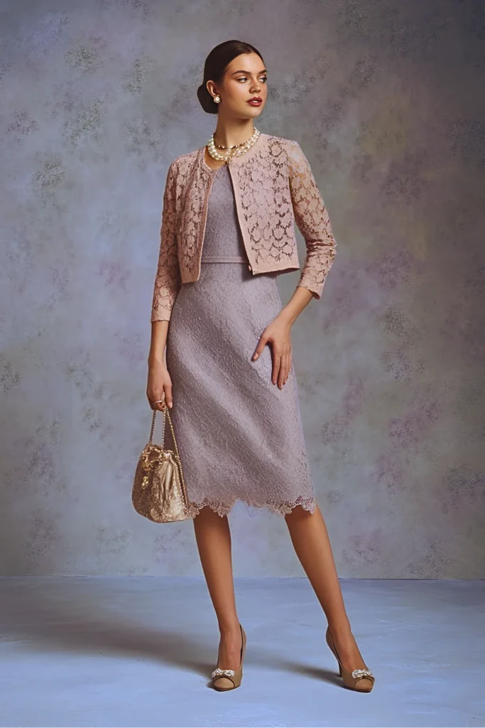 Easter Scalloped Lace Sheath Dress Church Outfit
