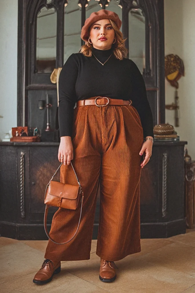 Plus Size Thrifted Corduroy Fall Outfit
