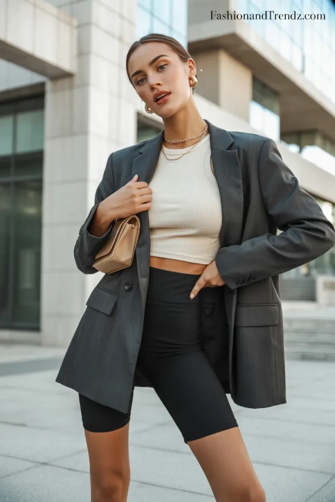 Oversized Blazer with Bike Shorts