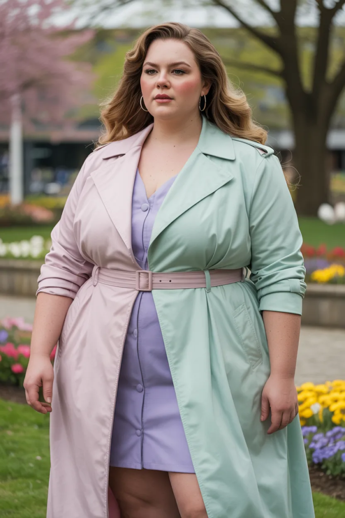 Plus Size Pastel Trench Coat Dress Easter Outfit