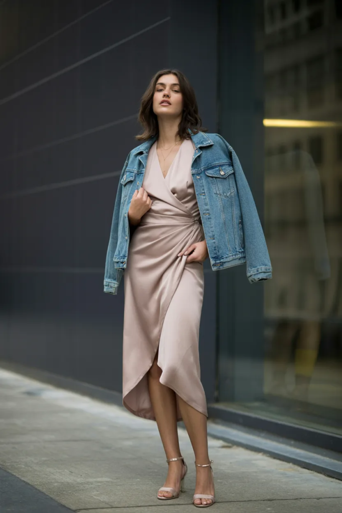 Wrap Dress and Denim Jacket