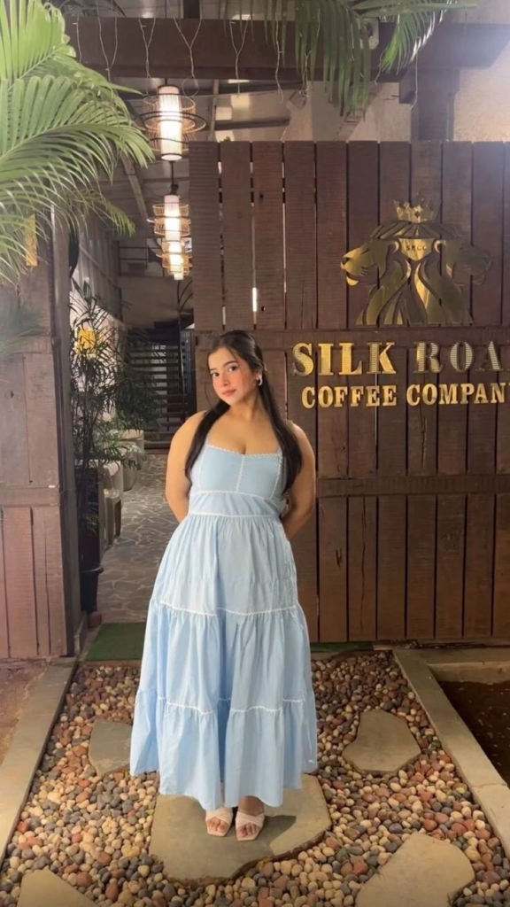 The Tiered Soft Blue Midi Dress