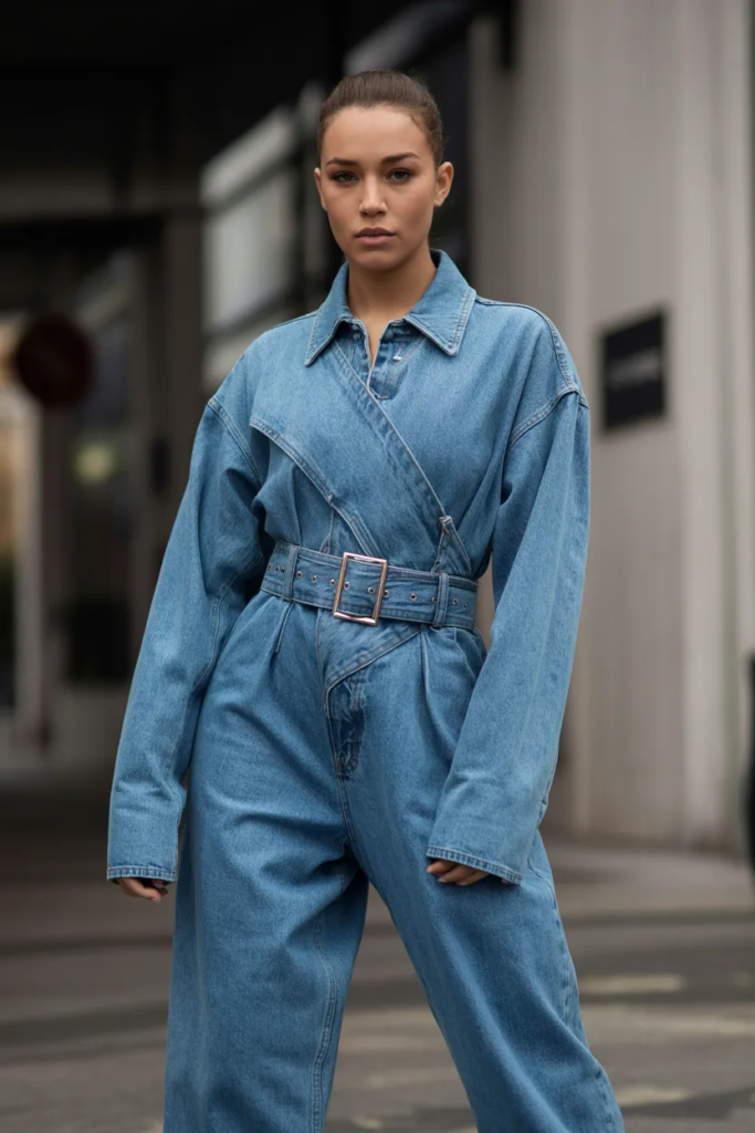 6. Denim Jumpsuit and Statement Belt