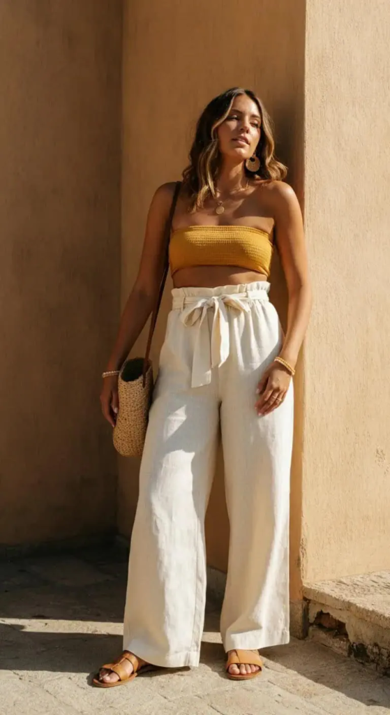 High-Waist Pants with Bandeau