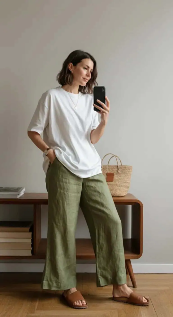 Loose T-Shirt and Wide-Leg Pants