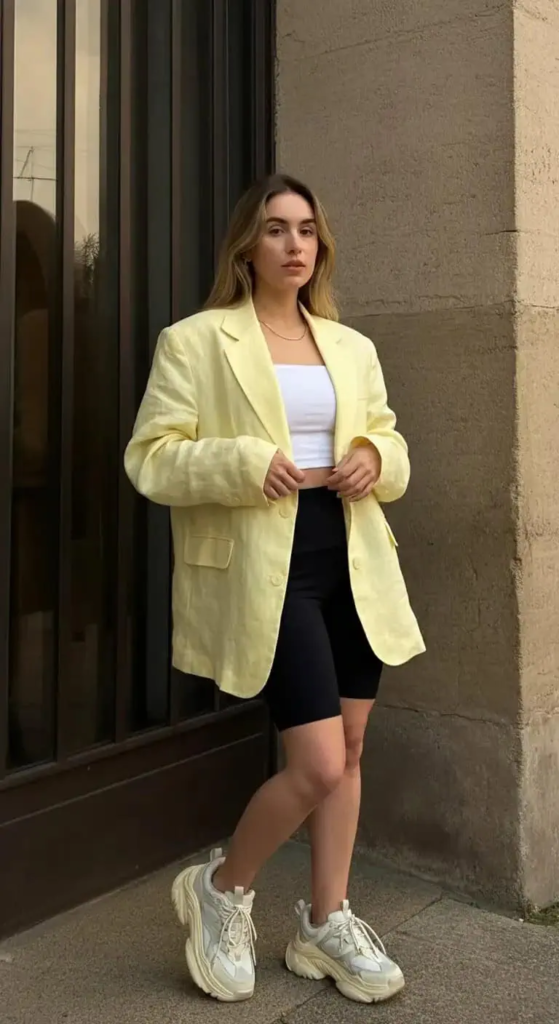 Oversized Blazer and Bike Shorts