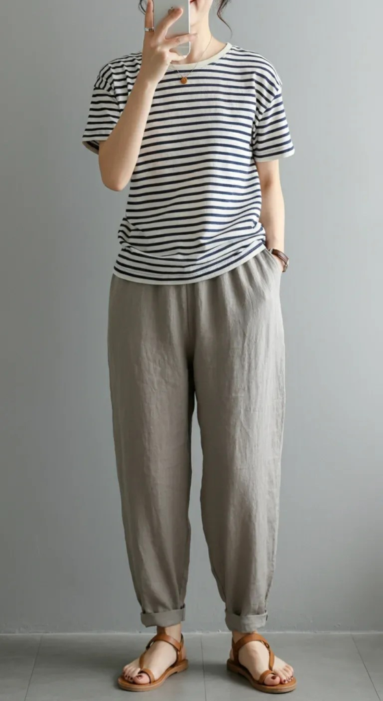 Linen Pants and Striped Tee