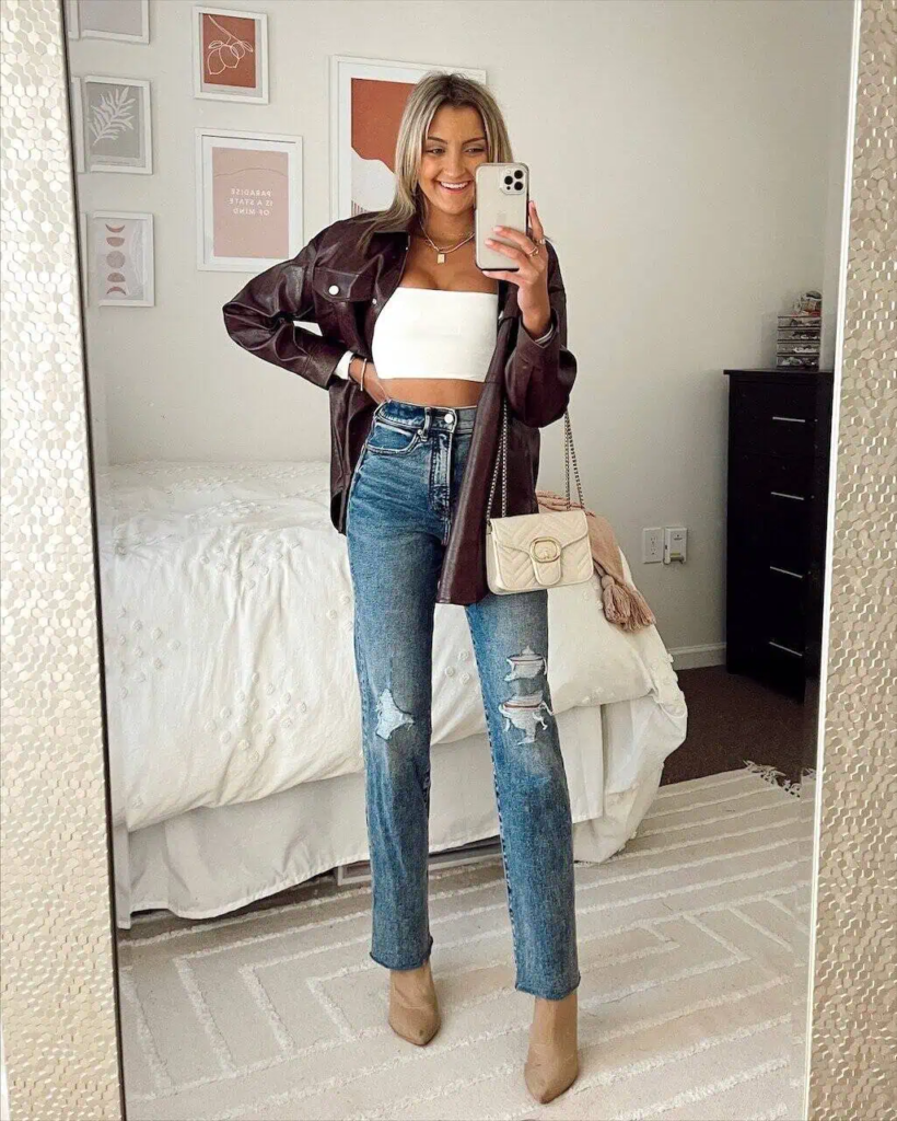 Edgy Chic with Leather and Denim
