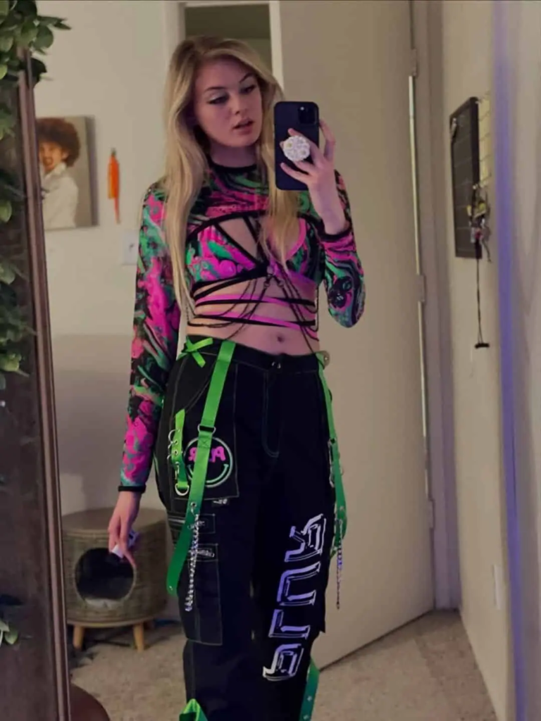 Neon Rave-Inspired Crop Top and Pants