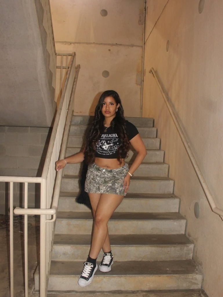 Edgy Crop Top and Camo Shorts