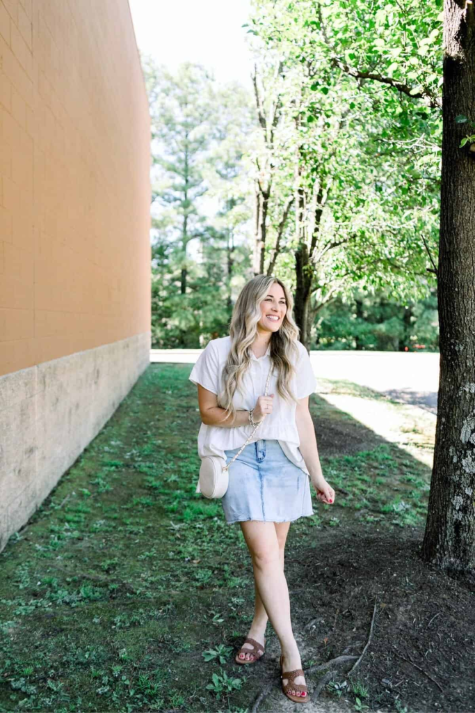 Casual Chic with Denim Skirt