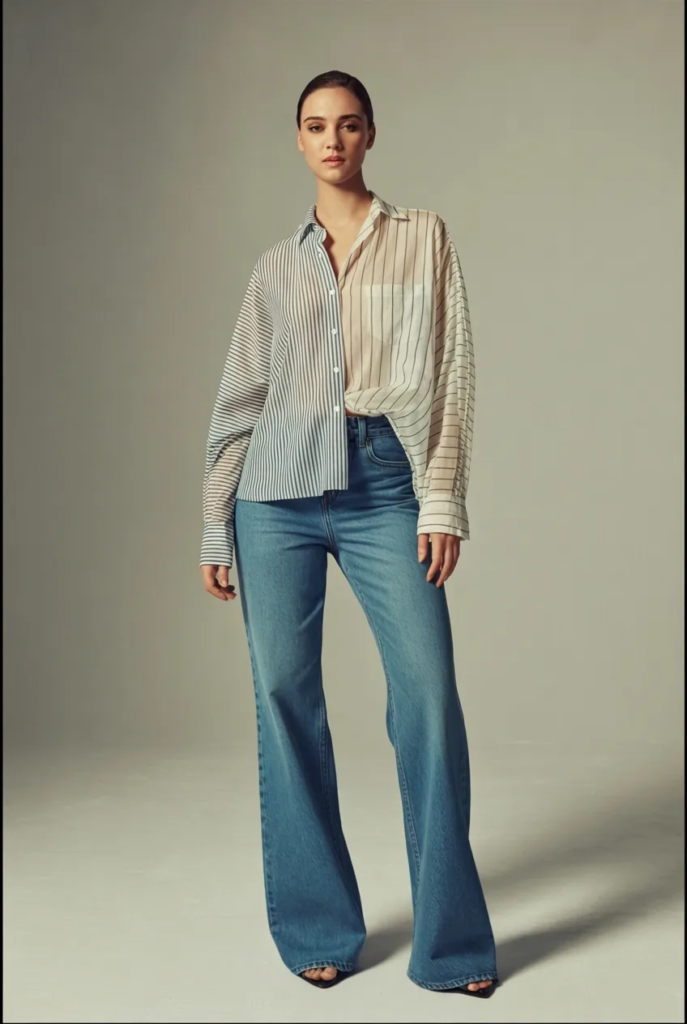 Breezy Chic: Striped Blouse and Denim