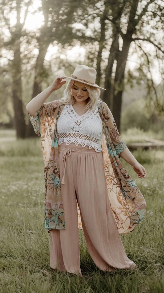 Flowy Kimono and Wide-Leg Pants