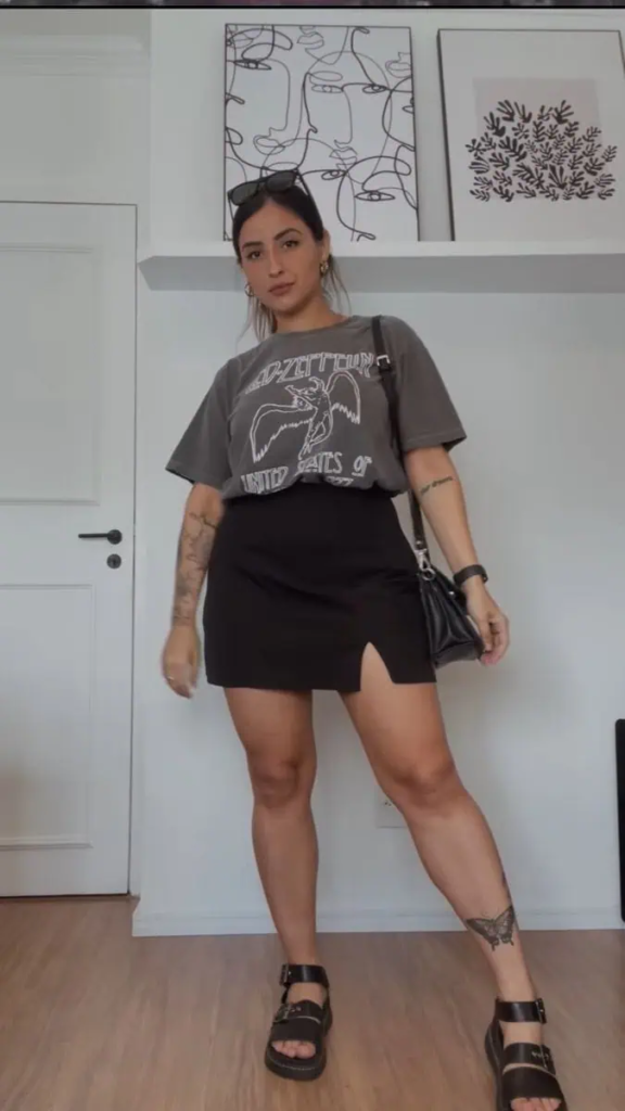Rock Band Tee and Mini Skirt