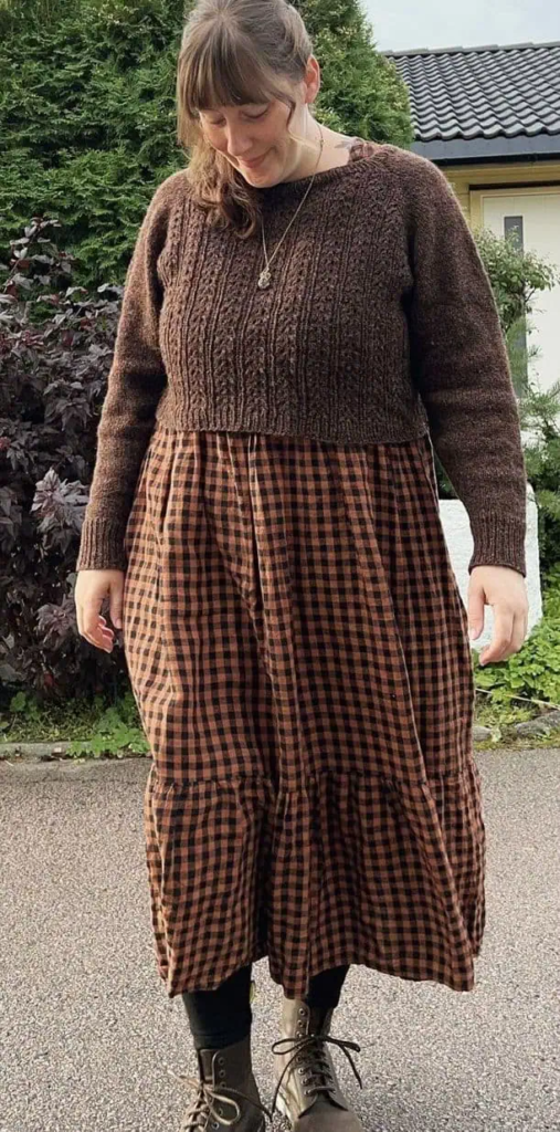 Cozy Cropped Sweater and Gingham Dress