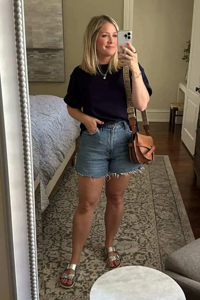 Classic Tee and Denim Shorts Combo