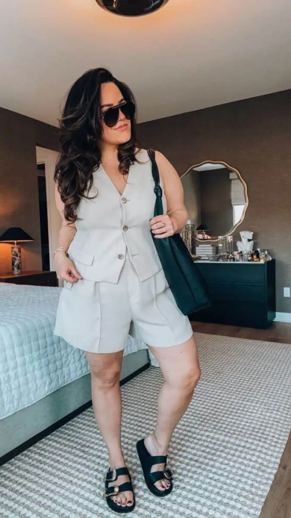 Chic Linen Set with Birkenstocks