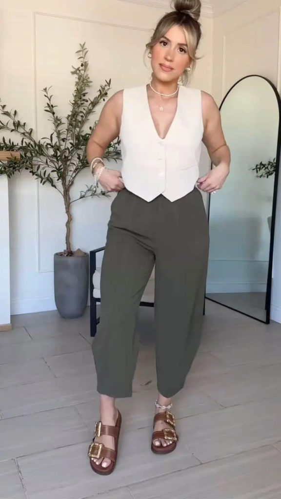 Chic Vest and Wide-Leg Trousers