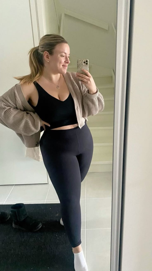 Black Crop Top With Neutral Cardigan