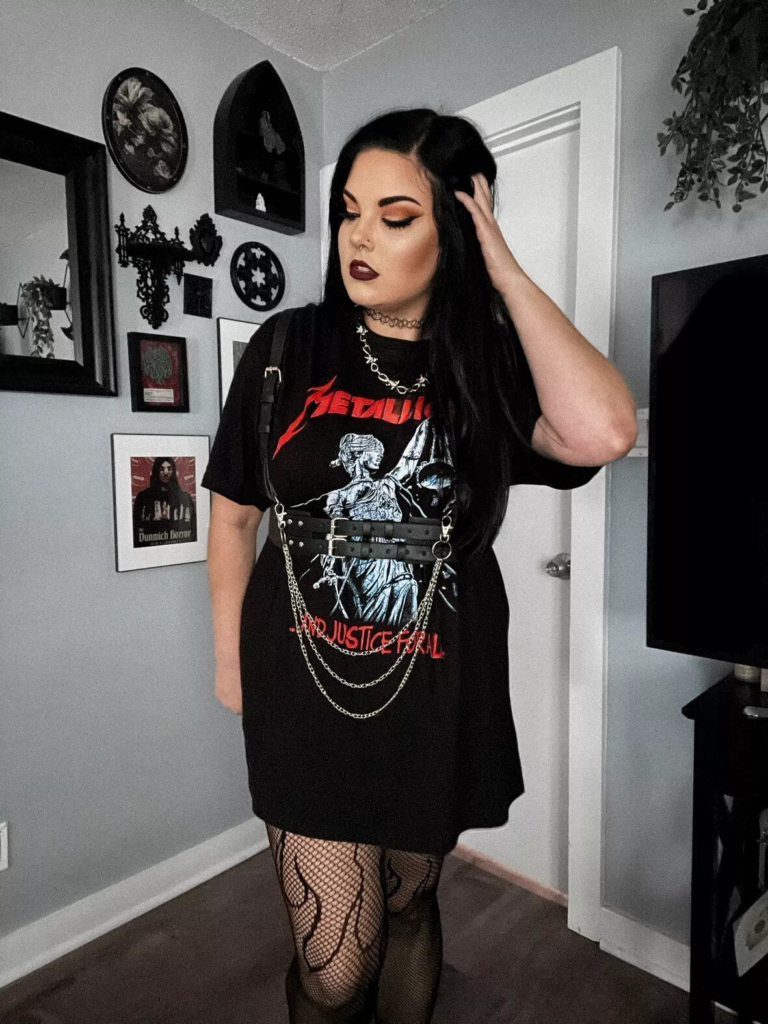 Classic Band Tee With Layered Chains