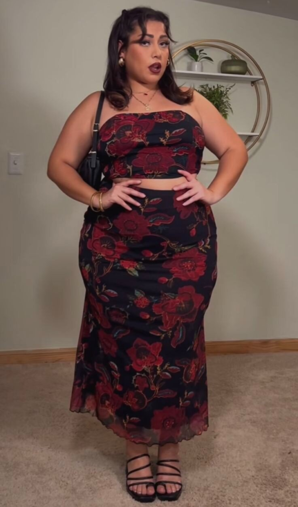 Dark Florals Meet Edgy Crop Top