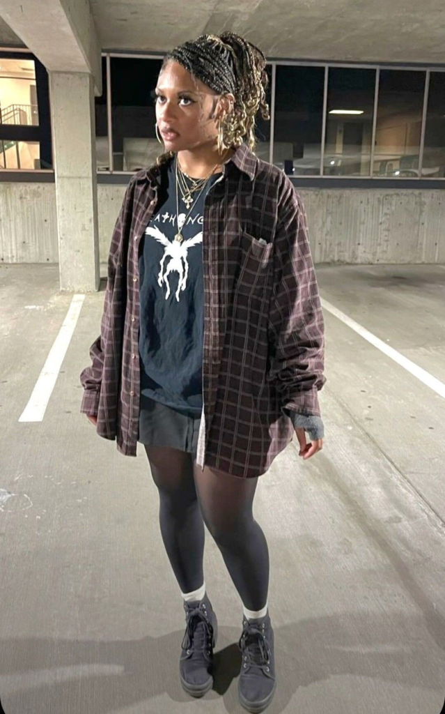 Plaid Shirt Over Graphic Tee Perfection