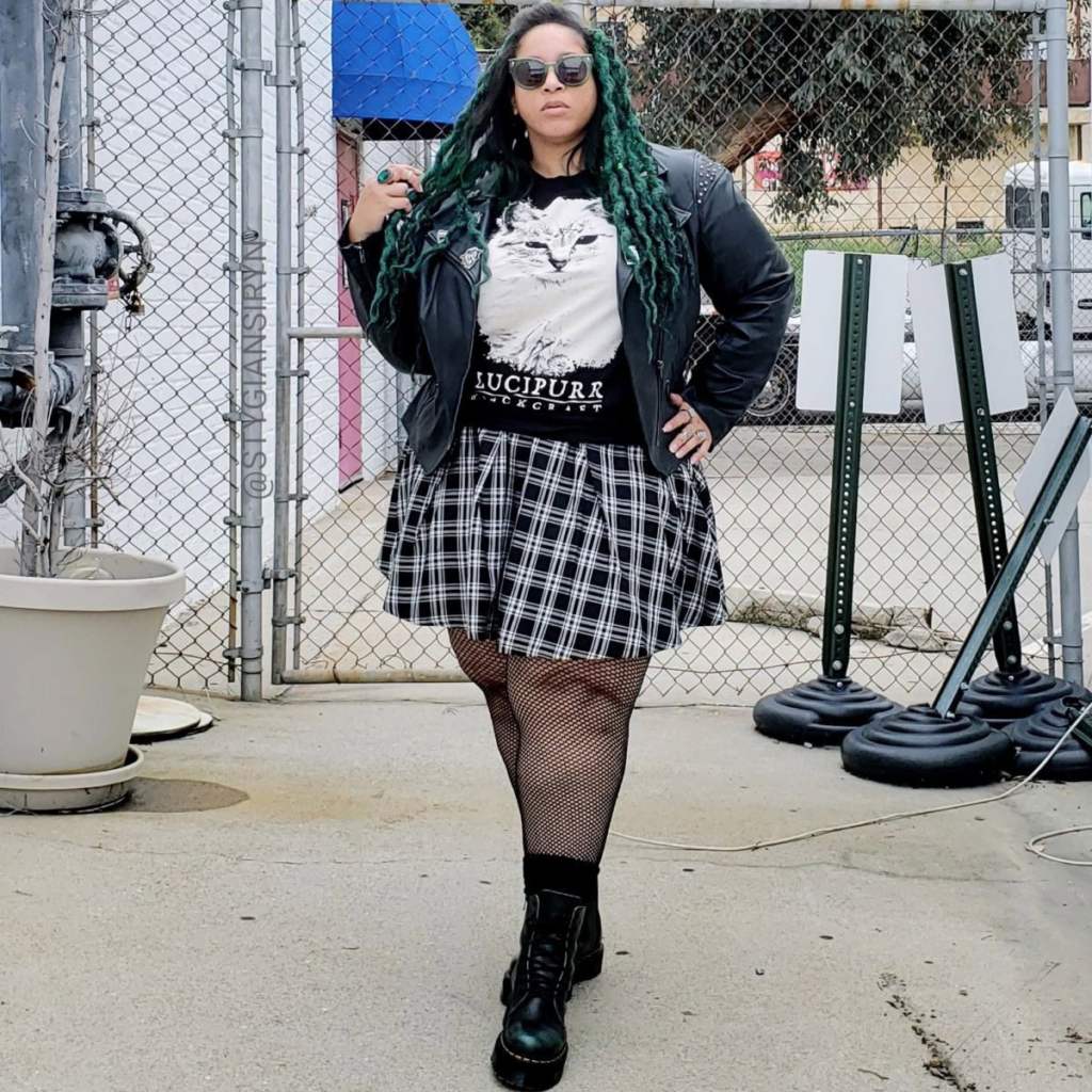 Graphic Tee With Plaid Skirt Perfection
