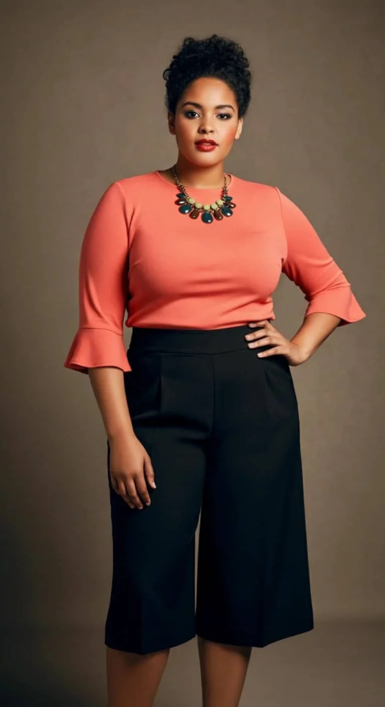 High-Waisted Culottes with Peplum Top
