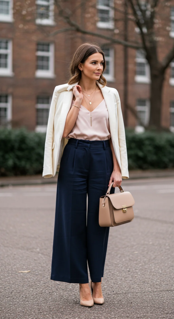 Silk Camisole and High-Waisted Palazzo Pants
