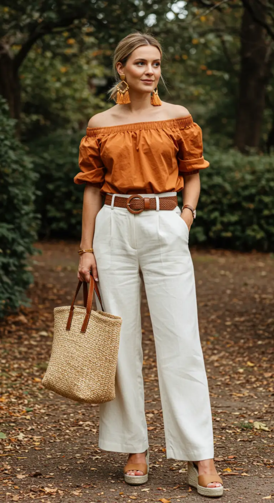 Linen Pants and Off-the-Shoulder Top