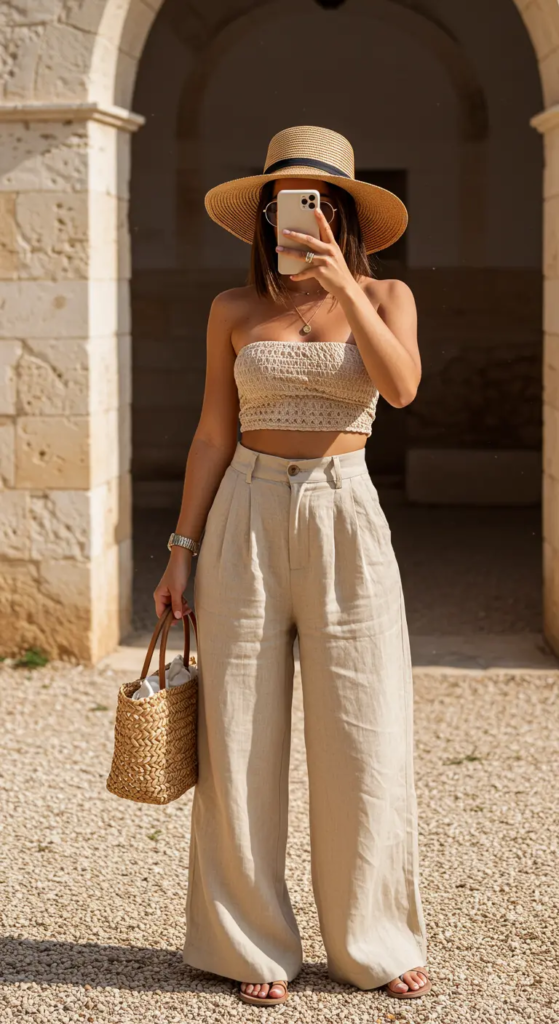 Wide-Leg Pants and Crop Top
