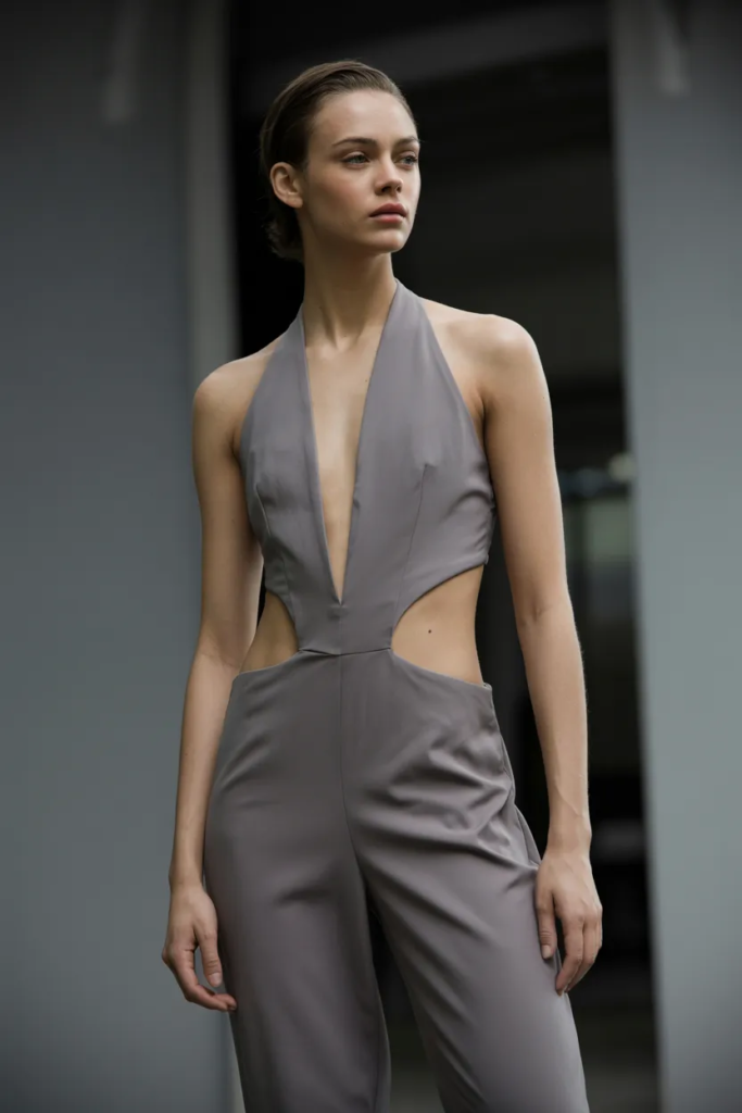 Halter Neck Jumpsuit with Cutouts