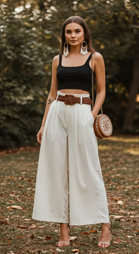 High-Waisted Palazzo Pants and Crop Top Combo