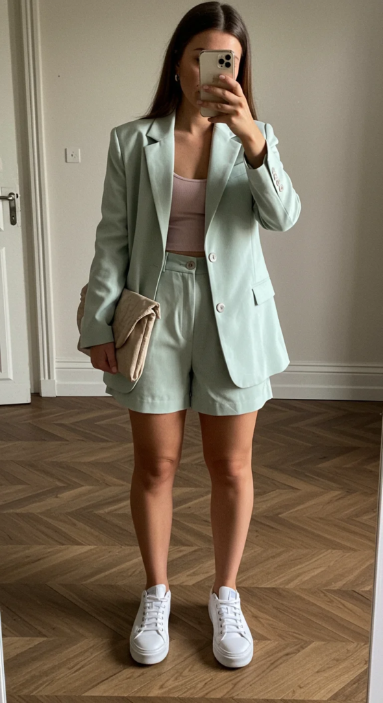 Tailored Shorts Suit with Sneakers