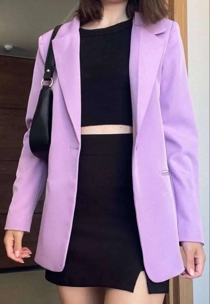 Lavender Blazer with Black Monochrome Base