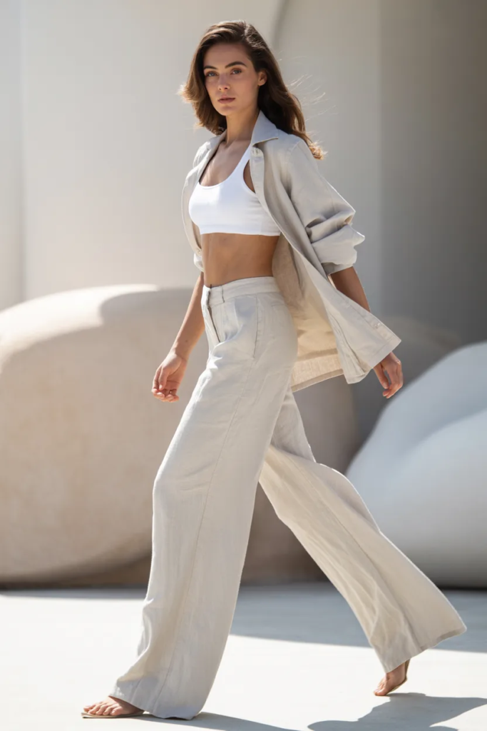 Wide-Leg Linen Pants and Crop Top