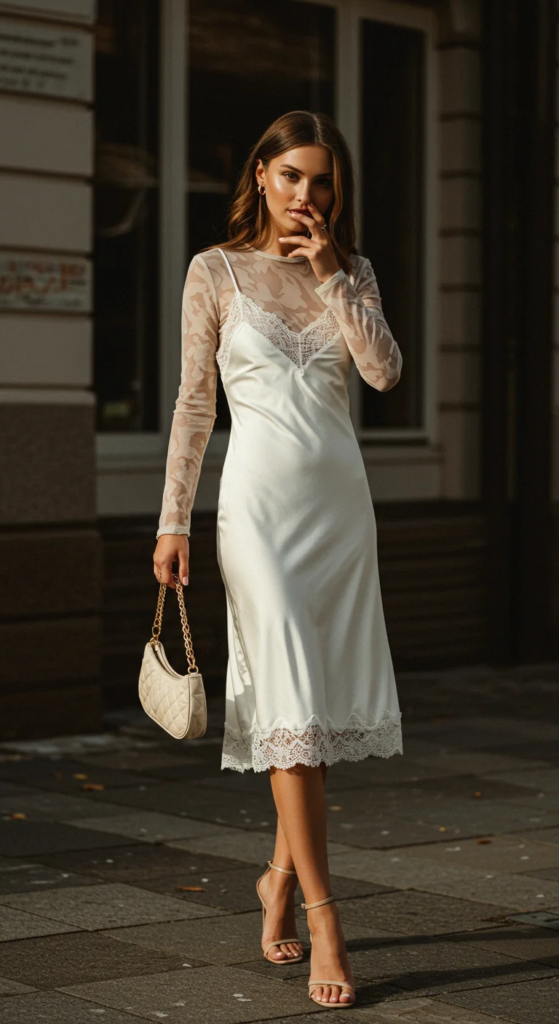 Slip Dress with Lace Trim