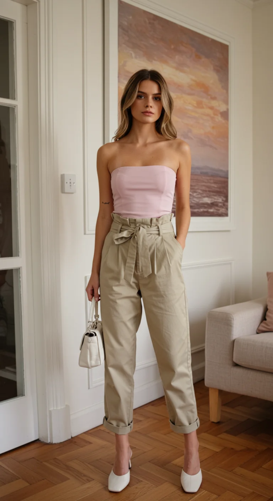 Tube Top and Paper Bag Waist Pants